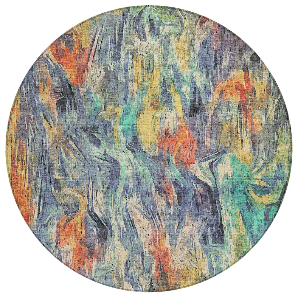 Machine Washable Indoor/Outdoor Chantille ACN2269 Blue 8' x 8' Round Rug. Picture 1
