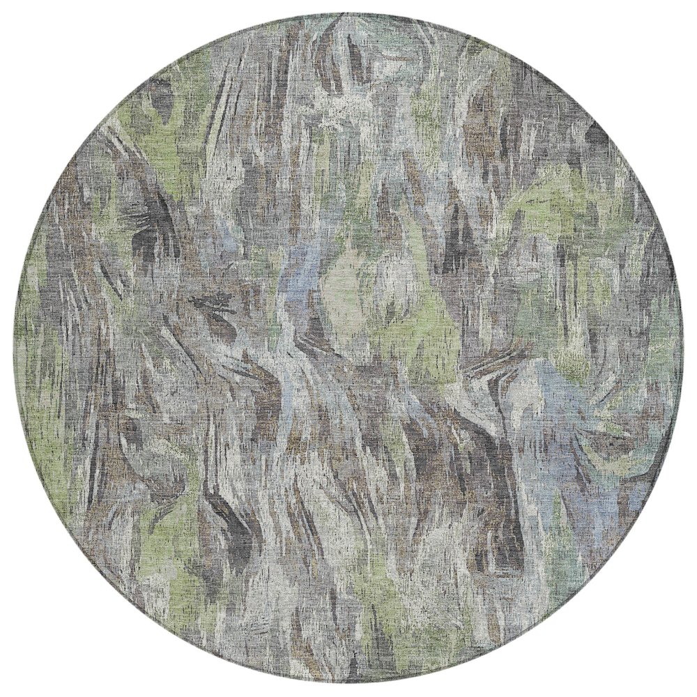Machine Washable Indoor/Outdoor Chantille ACN2269 Green 8' x 8' Round Rug. Picture 1