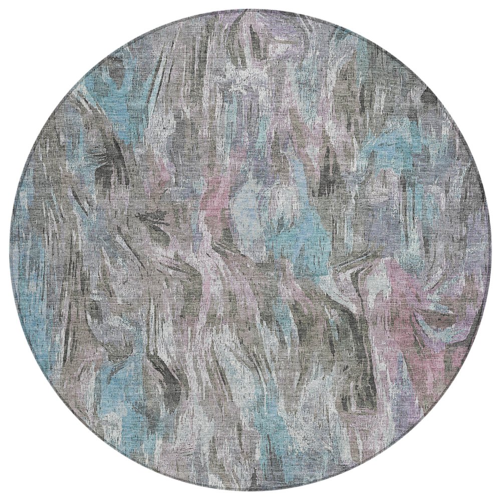 Machine Washable Indoor/Outdoor Chantille ACN2269 Brown 8' x 8' Round Rug. Picture 1