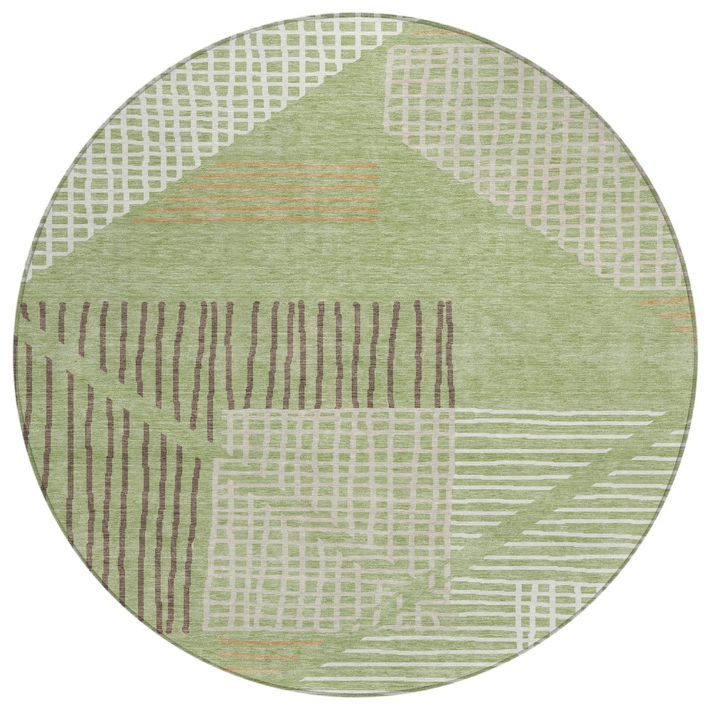 Machine Washable Indoor/Outdoor Chantille ACN2270 Green 8' x 8' Round Rug. Picture 1