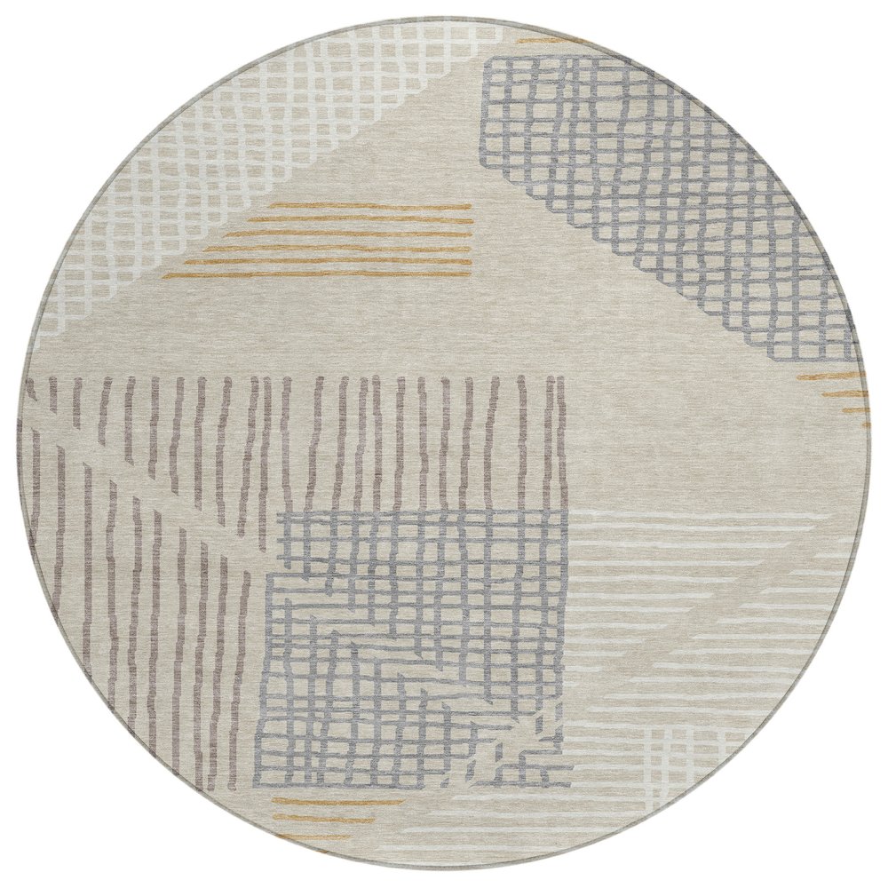 Machine Washable Indoor/Outdoor Chantille ACN2270 Brown 8' x 8' Round Rug. Picture 1