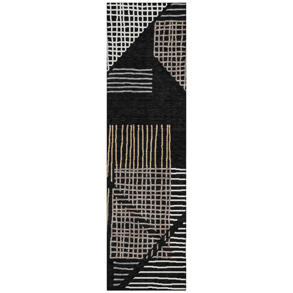 Machine Washable Indoor/Outdoor Chantille ACN2270 Black 2'3" x 7'6" Runner Rug. Picture 1