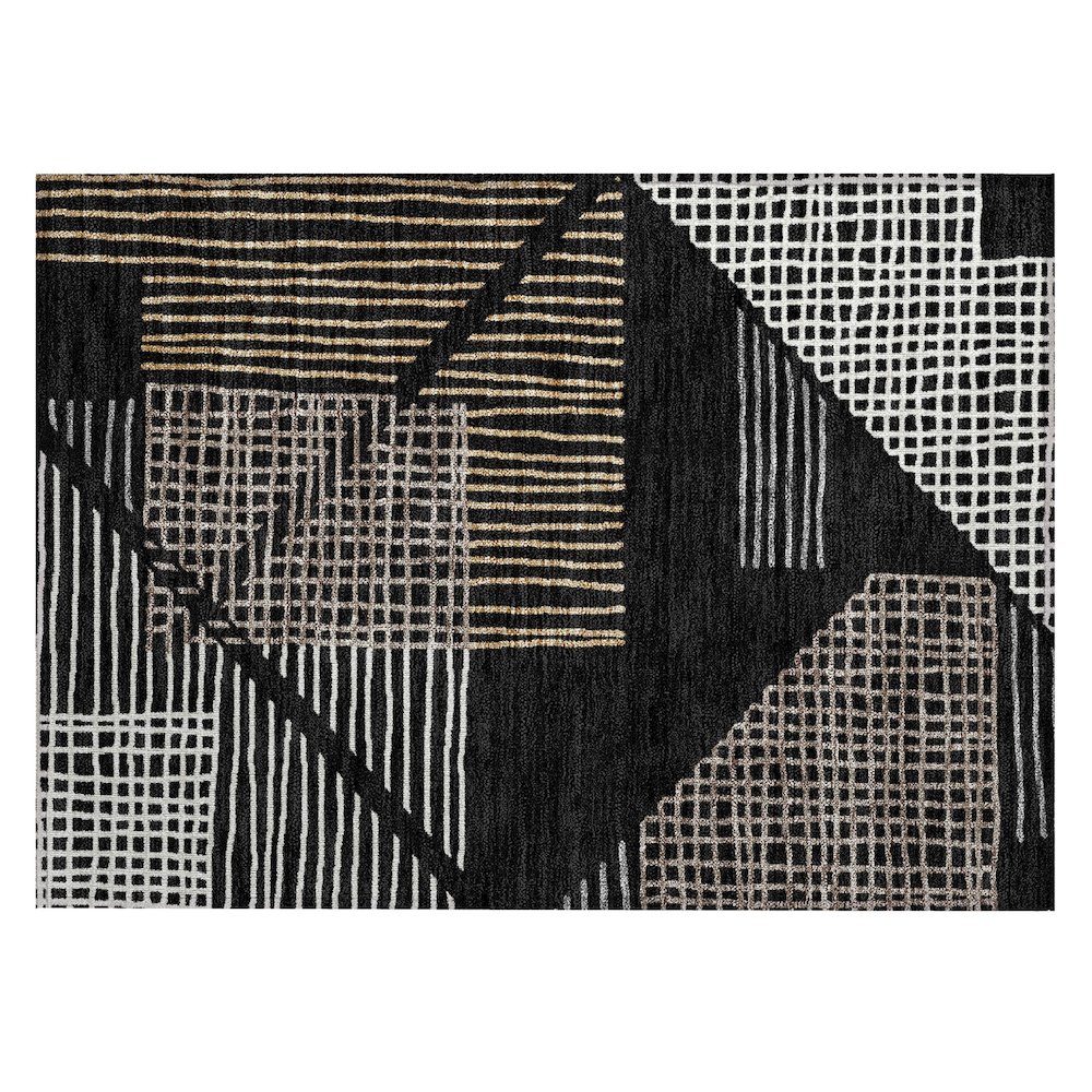 Machine Washable Indoor/Outdoor Chantille ACN2270 Black 1'8" x 2'6" Rug. Picture 1