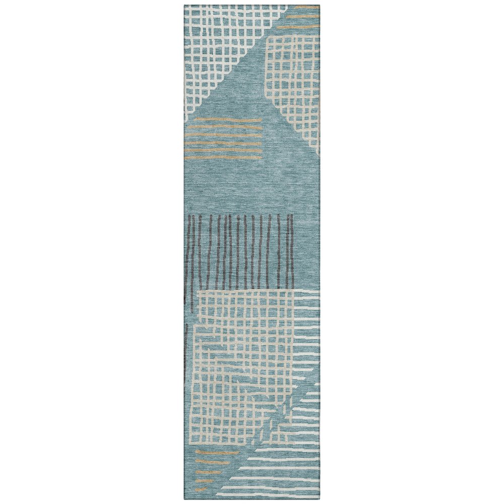 Machine Washable Indoor/Outdoor Chantille ACN2270 Teal 2'3" x 7'6" Runner Rug. Picture 1