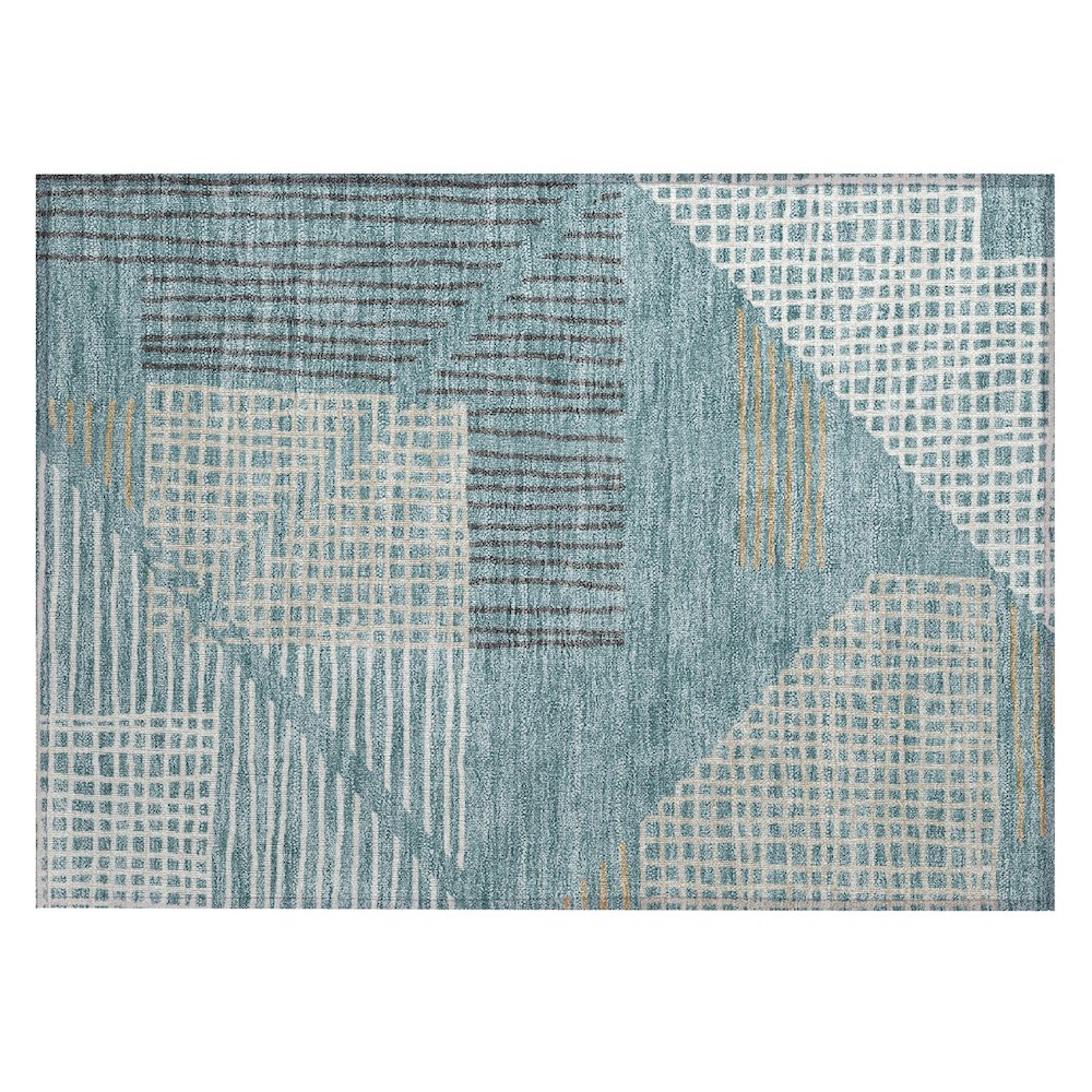 Machine Washable Indoor/Outdoor Chantille ACN2270 Teal 1'8" x 2'6" Rug. Picture 1
