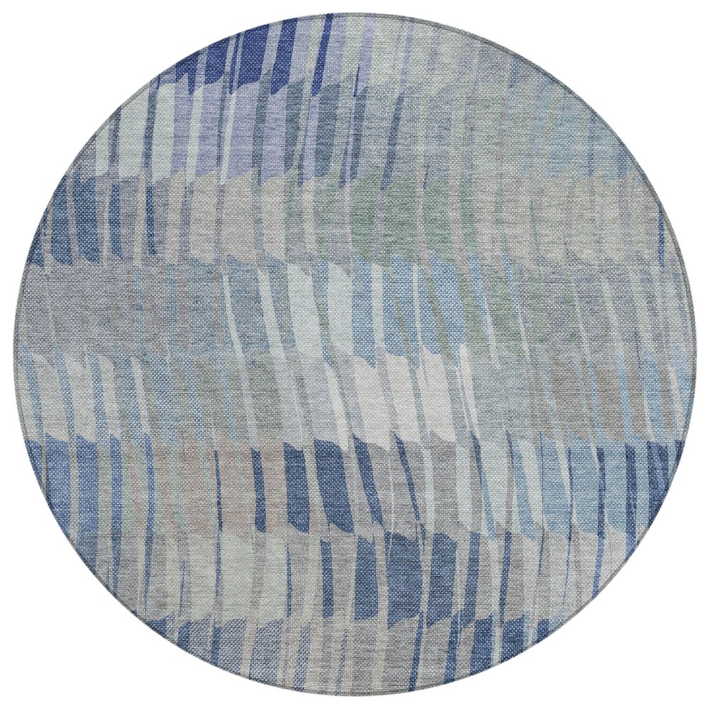 Machine Washable Indoor/Outdoor Chantille ACN2271 Blue 8' x 8' Round Rug. Picture 1