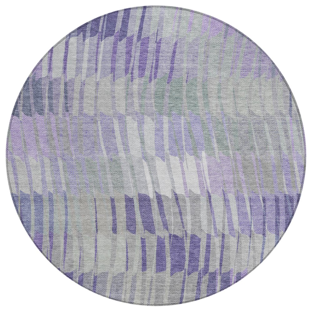 Machine Washable Indoor/Outdoor Chantille ACN2271 Purple 8' x 8' Round Rug. Picture 1