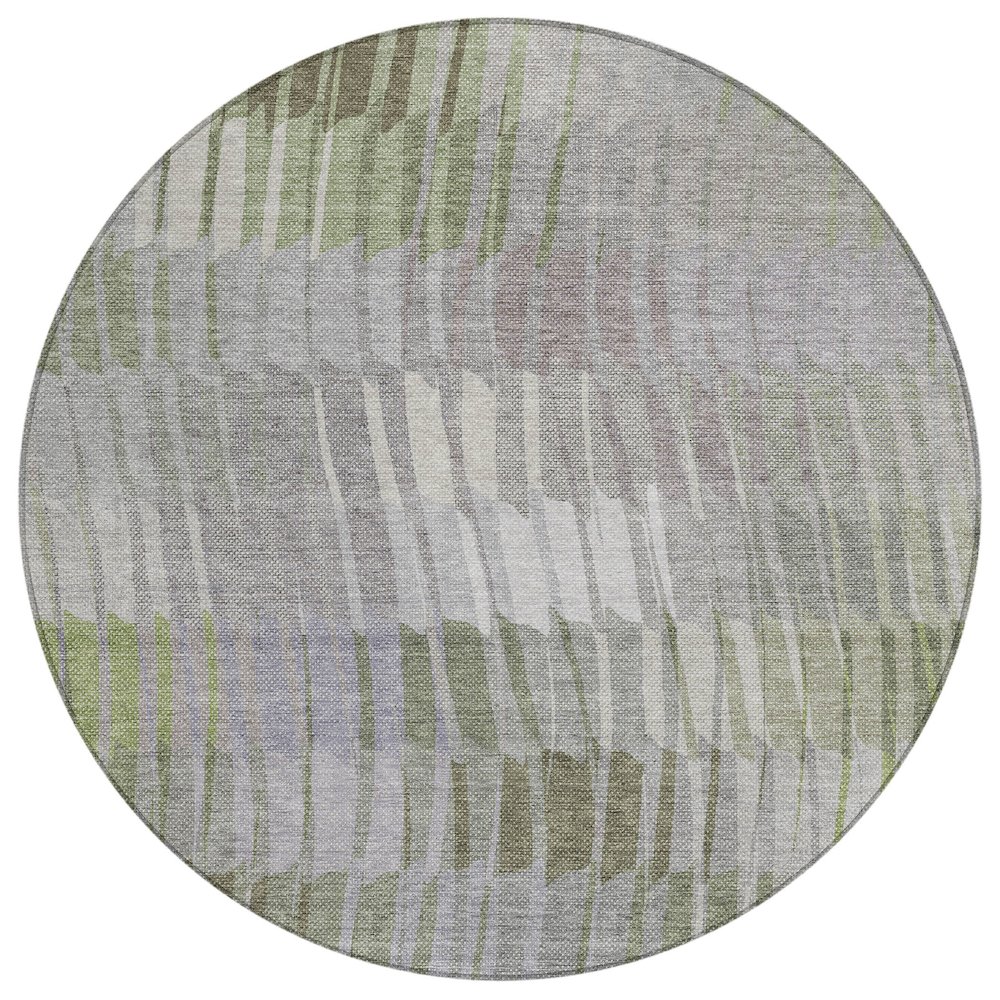 Machine Washable Indoor/Outdoor Chantille ACN2271 Green 8' x 8' Round Rug. Picture 1