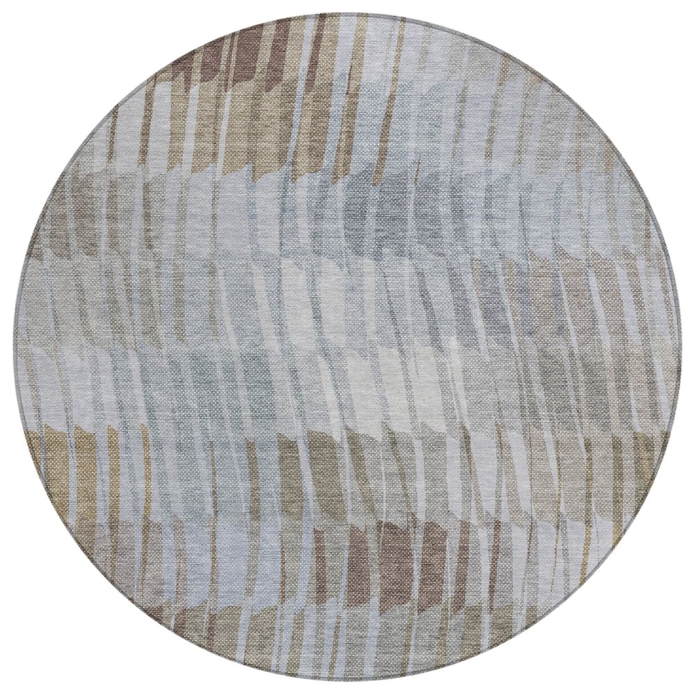 Machine Washable Indoor/Outdoor Chantille ACN2271 Brown 8' x 8' Round Rug. Picture 1