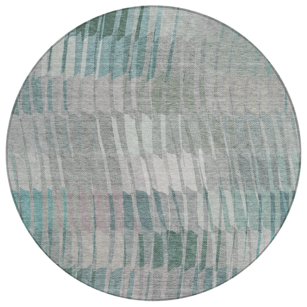 Machine Washable Indoor/Outdoor Chantille ACN2271 Teal 8' x 8' Round Rug. Picture 1