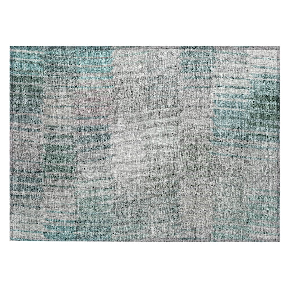 Machine Washable Indoor/Outdoor Chantille ACN2271 Teal 1'8" x 2'6" Rug. Picture 1