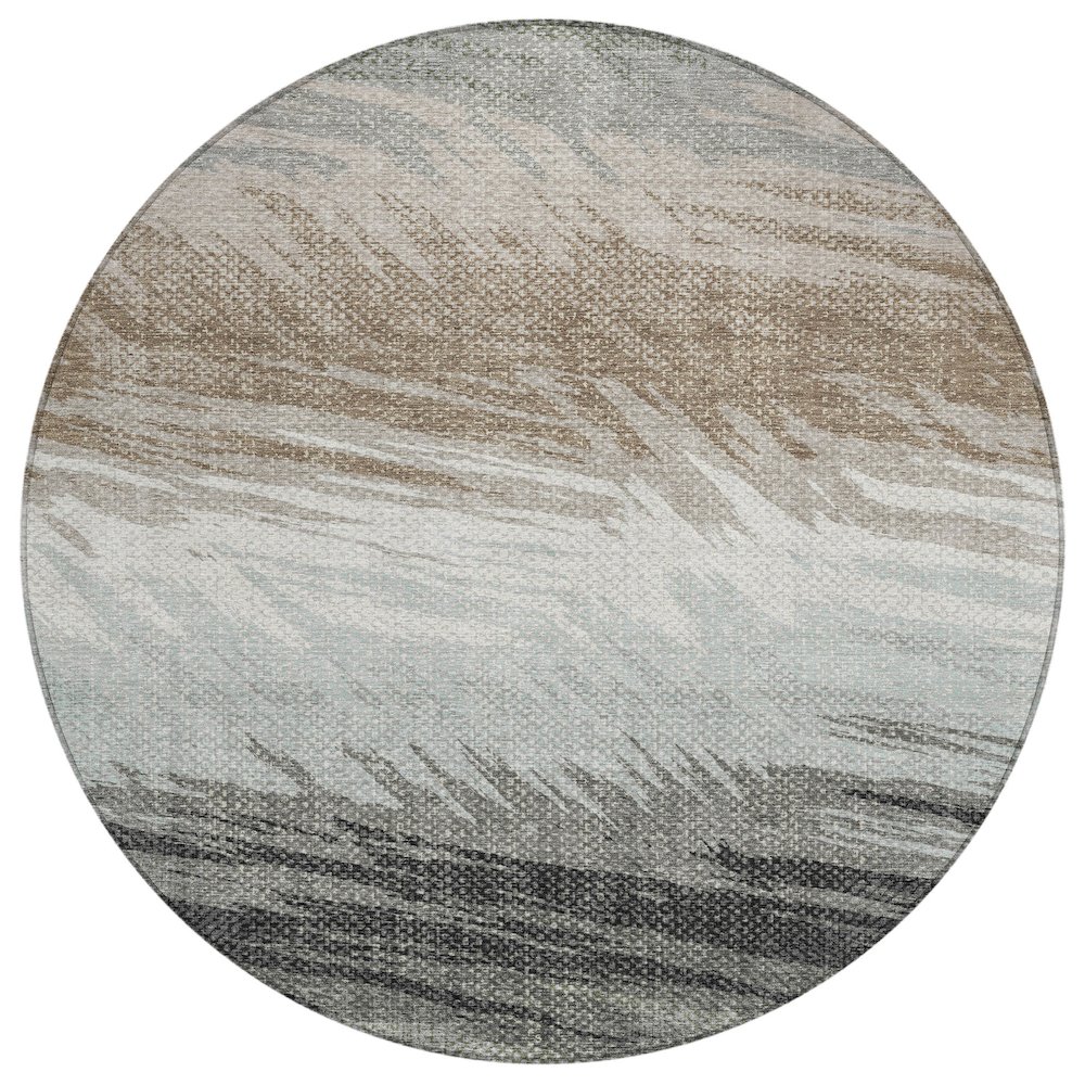 Machine Washable Indoor/Outdoor Chantille ACN2272 Brown 8' x 8' Round Rug. Picture 1