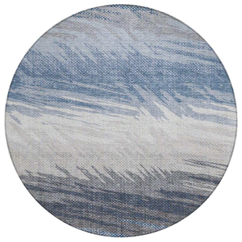 Machine Washable Indoor/Outdoor Chantille ACN2272 Blue 8' x 8' Round Rug. Picture 1