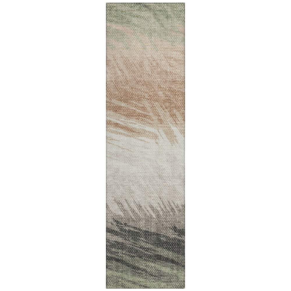 Machine Washable Indoor/Outdoor Chantille ACN2272 Green 2'3" x 7'6" Runner Rug. Picture 1