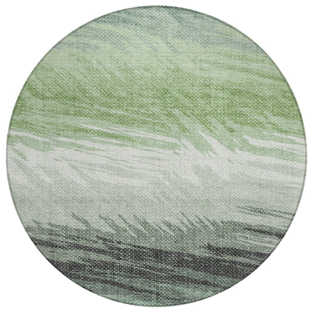 Machine Washable Indoor/Outdoor Chantille ACN2272 Green 8' x 8' Round Rug. Picture 1