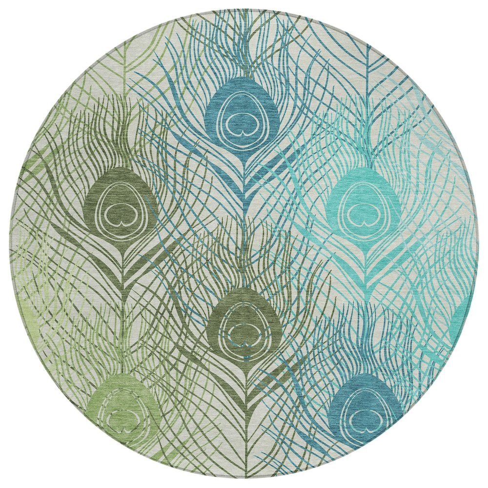 Machine Washable Indoor/Outdoor Chantille ACN2273 Green 8' x 8' Round Rug. Picture 1