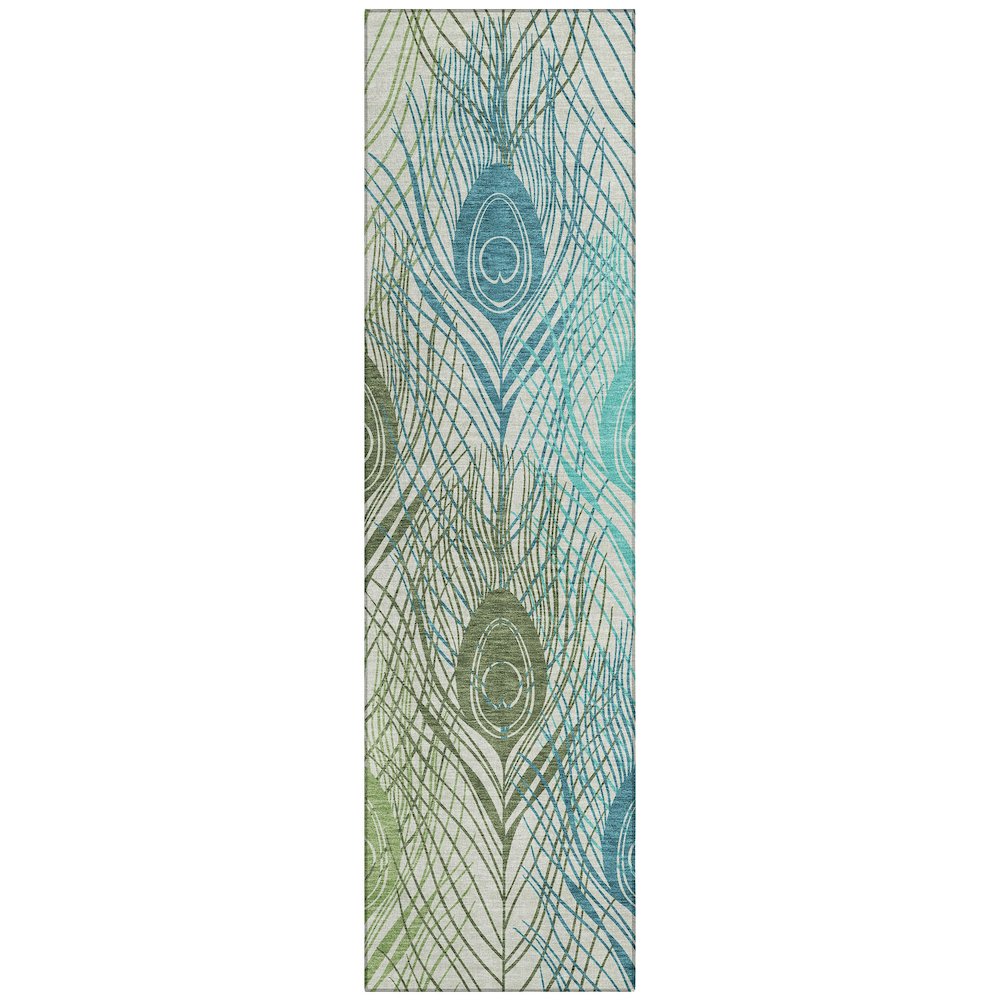 Machine Washable Indoor/Outdoor Chantille ACN2273 Green 2'3" x 7'6" Runner Rug. Picture 1