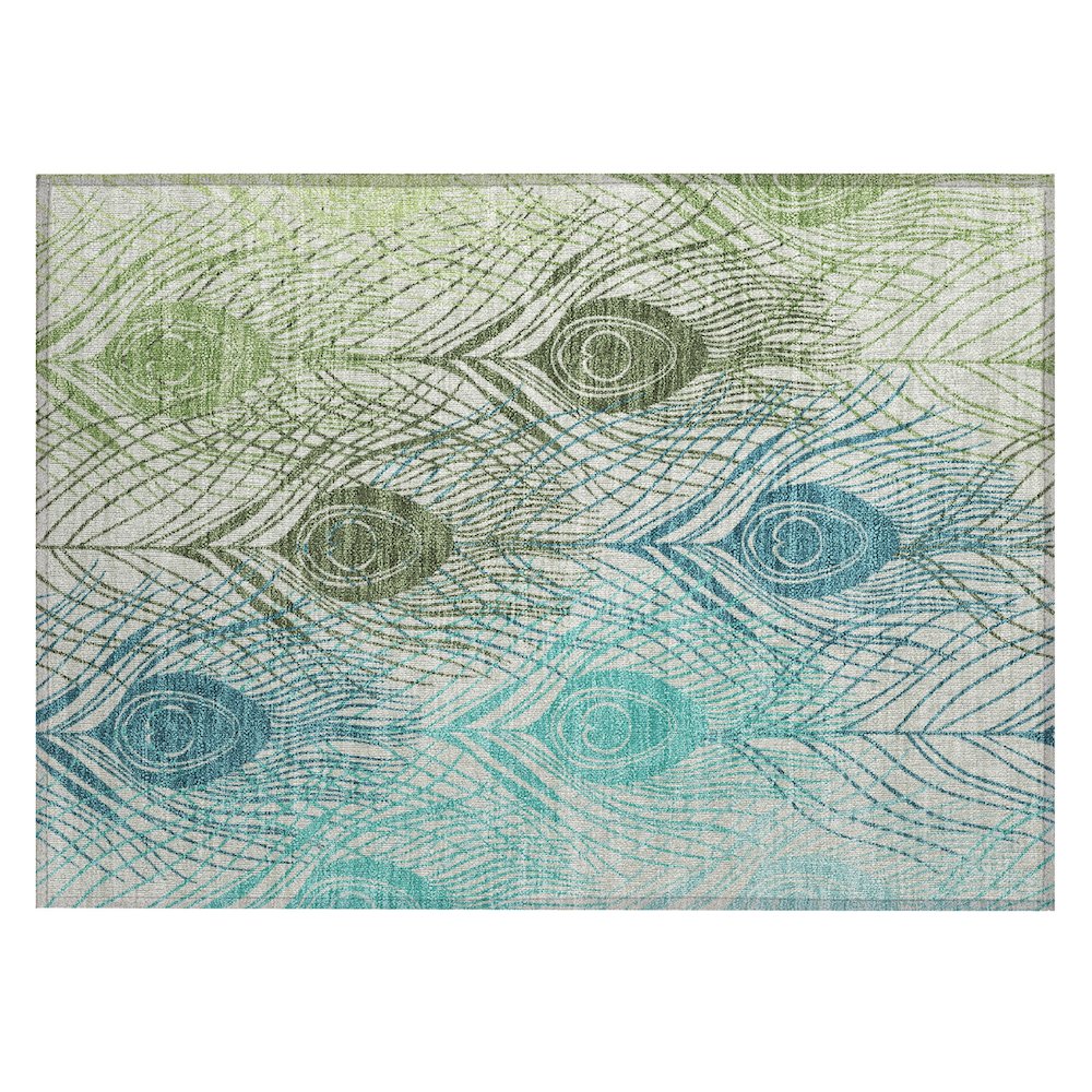 Machine Washable Indoor/Outdoor Chantille ACN2273 Green 1'8" x 2'6" Rug. Picture 1