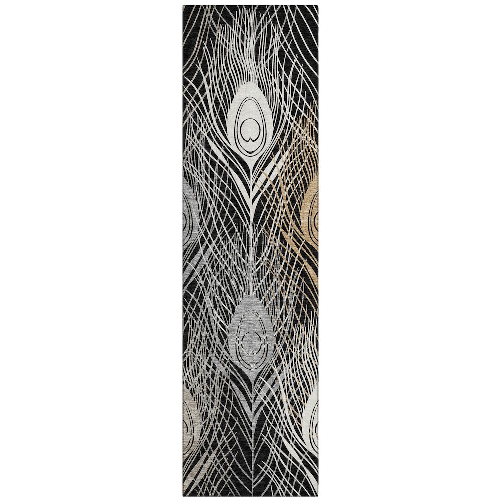 Machine Washable Indoor/Outdoor Chantille ACN2273 Black 2'3" x 7'6" Runner Rug. Picture 1