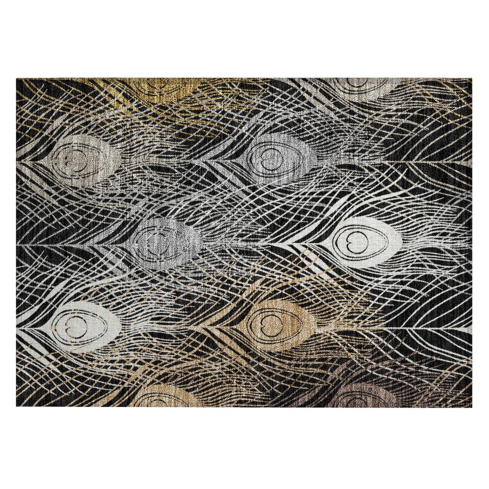 Machine Washable Indoor/Outdoor Chantille ACN2273 Black 1'8" x 2'6" Rug. Picture 1
