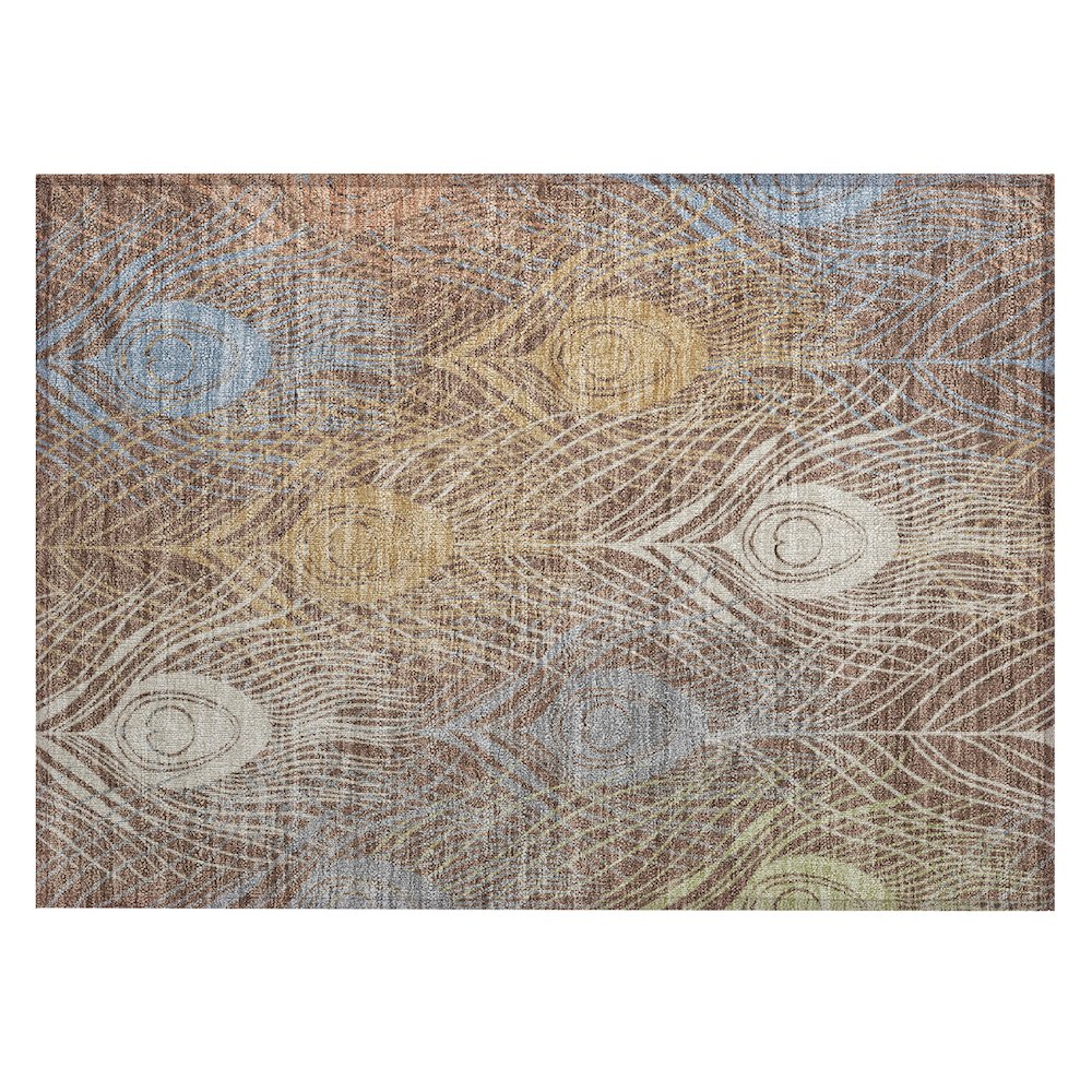 Machine Washable Indoor/Outdoor Chantille ACN2273 Brown 1'8" x 2'6" Rug. Picture 1