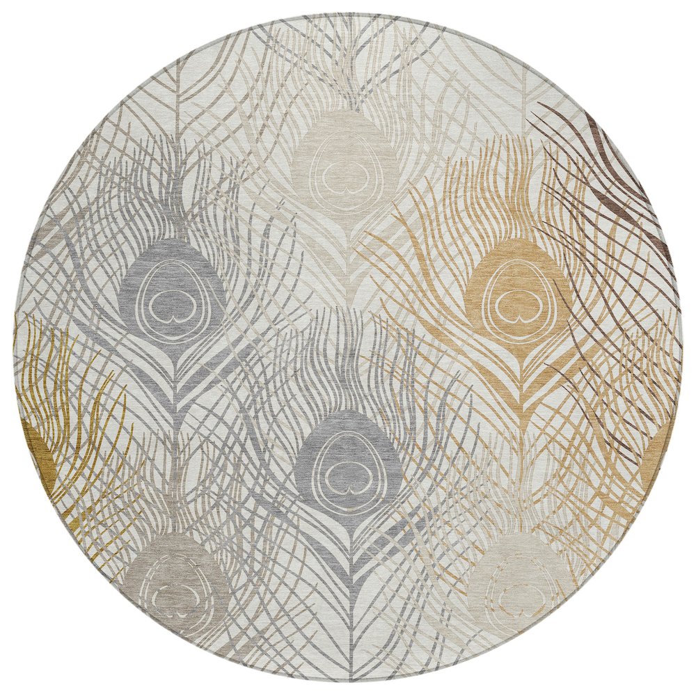 Machine Washable Indoor/Outdoor Chantille ACN2273 Ivory 8' x 8' Round Rug. Picture 1
