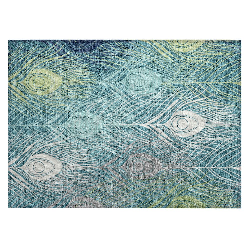 Machine Washable Indoor/Outdoor Chantille ACN2273 Teal 1'8" x 2'6" Rug. Picture 1