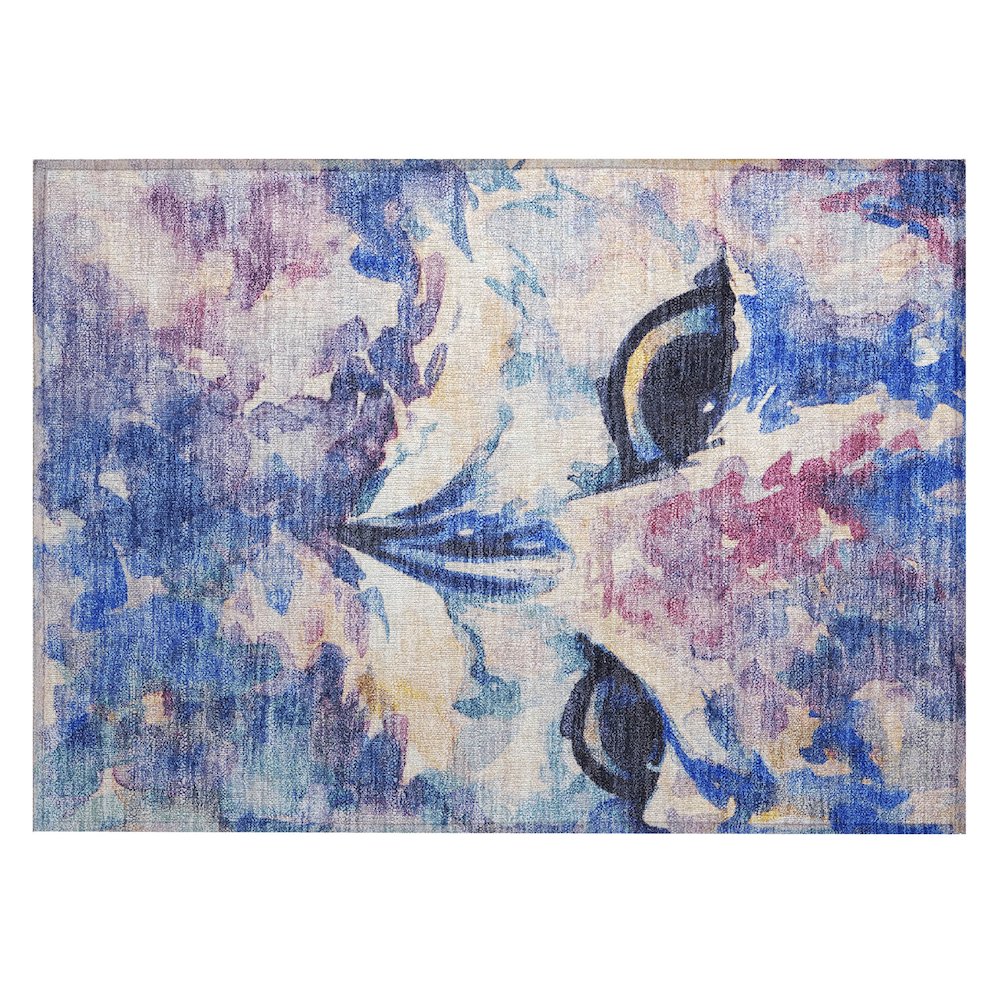 Machine Washable Indoor/Outdoor Chantille ACN2274 Blue 1'8" x 2'6" Rug. Picture 1