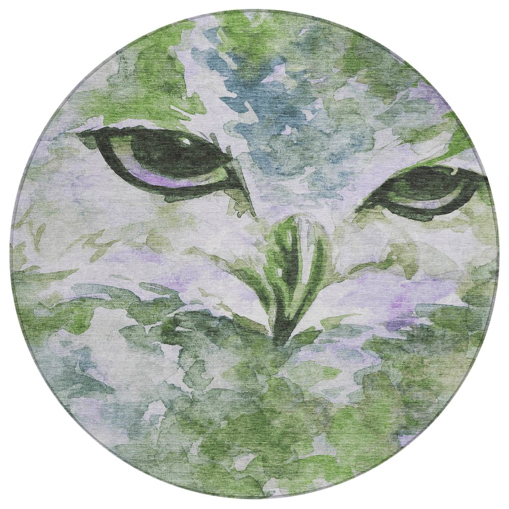 Machine Washable Indoor/Outdoor Chantille ACN2274 Green 8' x 8' Round Rug. Picture 1