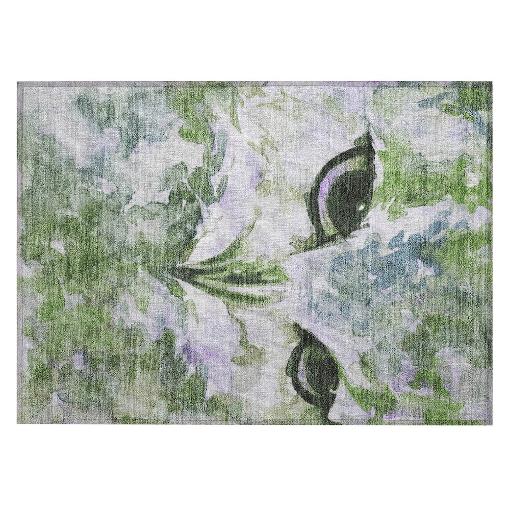 Machine Washable Indoor/Outdoor Chantille ACN2274 Green 1'8" x 2'6" Rug. Picture 1