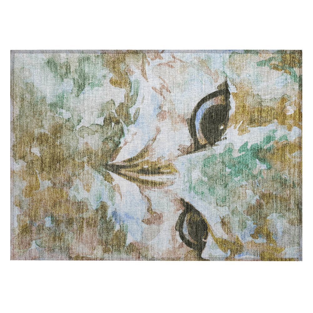 Machine Washable Indoor/Outdoor Chantille ACN2274 Brown 1'8" x 2'6" Rug. Picture 1