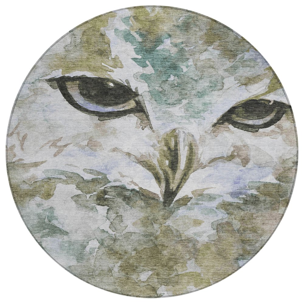 Machine Washable Indoor/Outdoor Chantille ACN2274 Brown 8' x 8' Round Rug. Picture 1