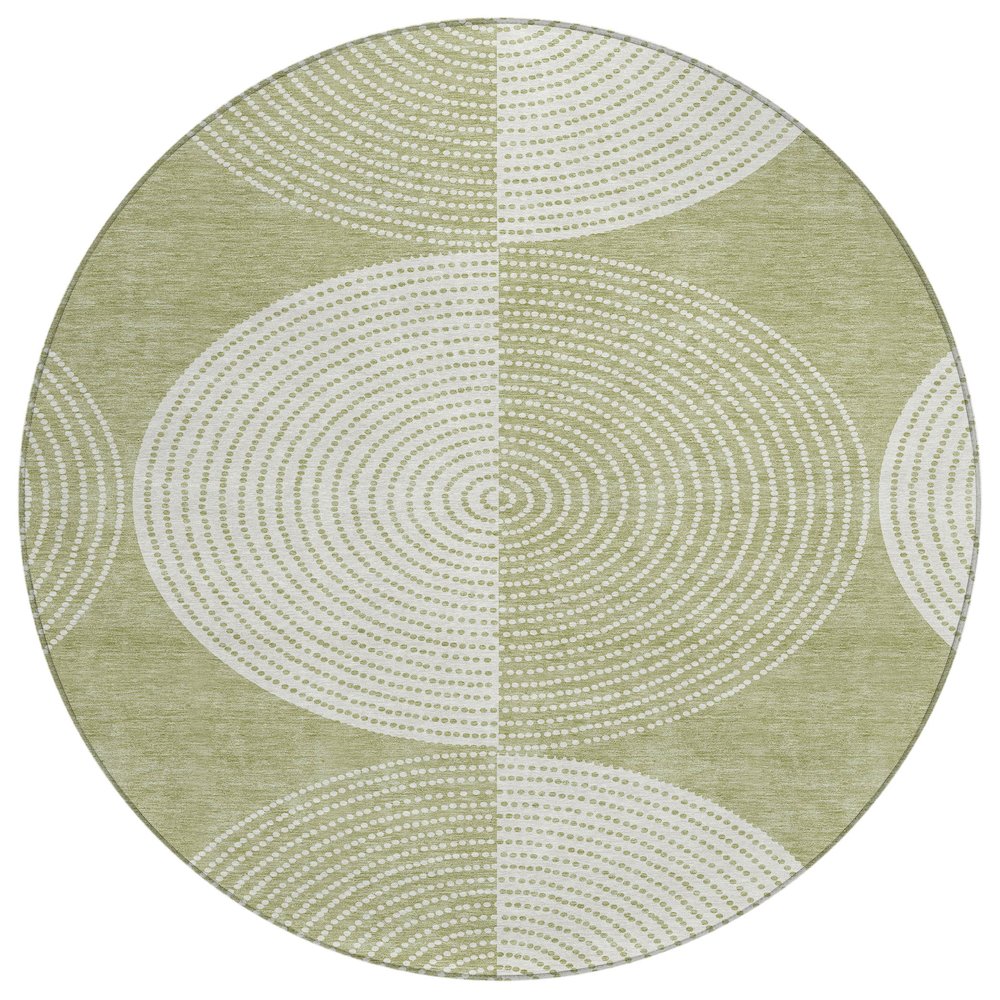 Machine Washable Indoor/Outdoor Chantille ACN2275 Green 8' x 8' Round Rug. Picture 1