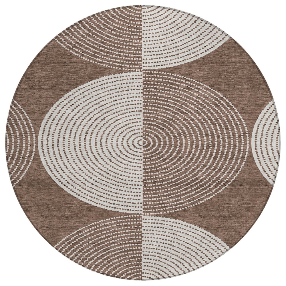 Machine Washable Indoor/Outdoor Chantille ACN2275 Brown 8' x 8' Round Rug. Picture 1