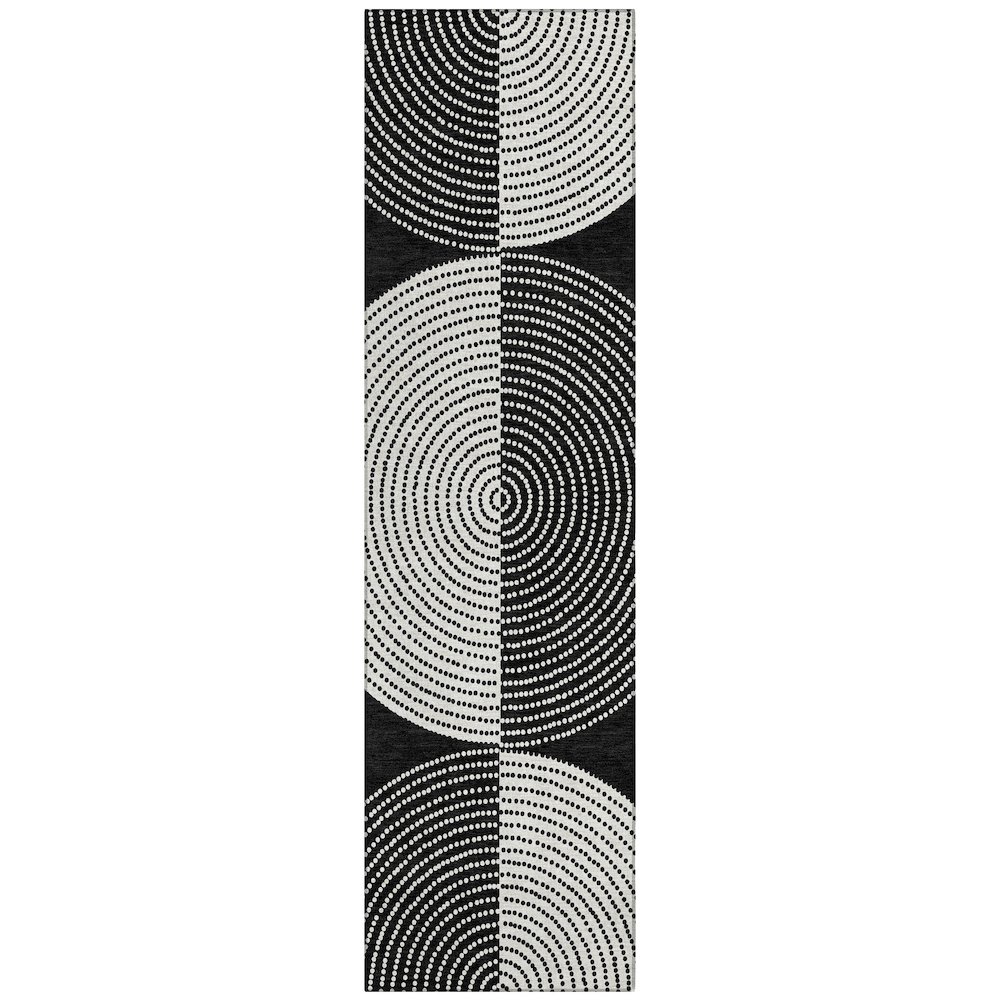 Machine Washable Indoor/Outdoor Chantille ACN2275 Black 2'3" x 7'6" Runner Rug. Picture 1
