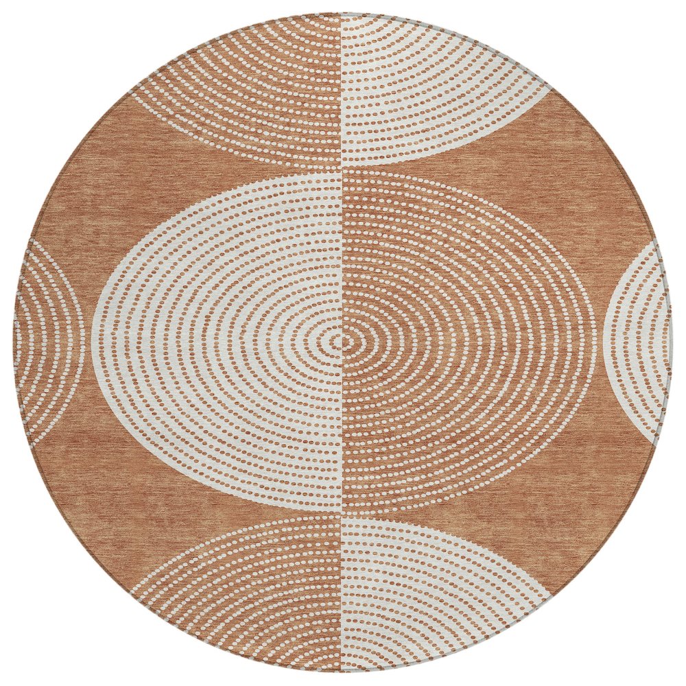 Machine Washable Indoor/Outdoor Chantille ACN2275 Orange 8' x 8' Round Rug. Picture 1