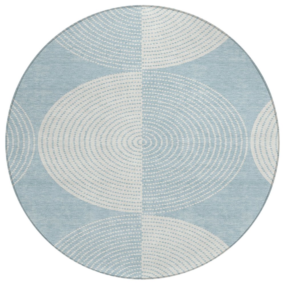 Machine Washable Indoor/Outdoor Chantille ACN2275 Blue 8' x 8' Round Rug. Picture 1