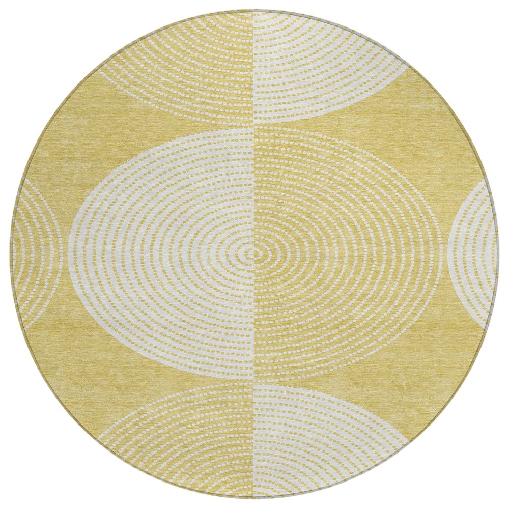 Machine Washable Indoor/Outdoor Chantille ACN2275 Gold 8' x 8' Round Rug. Picture 1