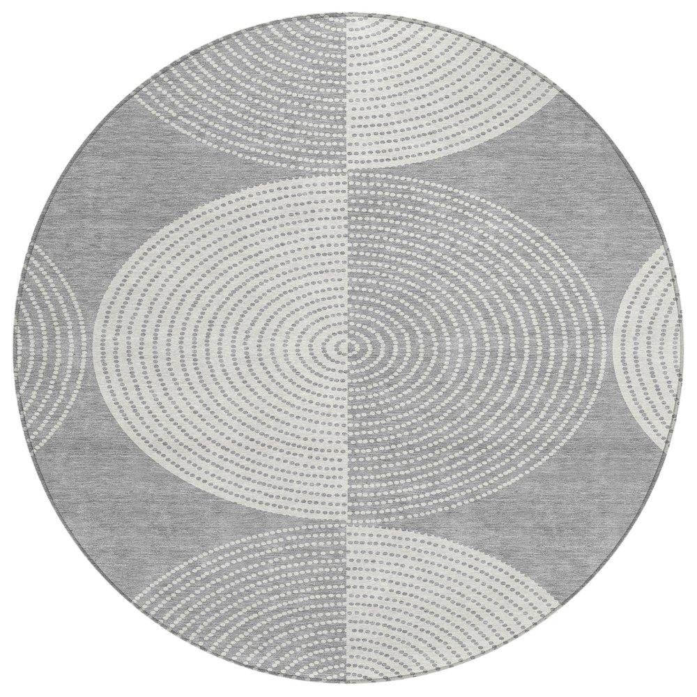 Machine Washable Indoor/Outdoor Chantille ACN2275 Gray 8' x 8' Round Rug. Picture 1