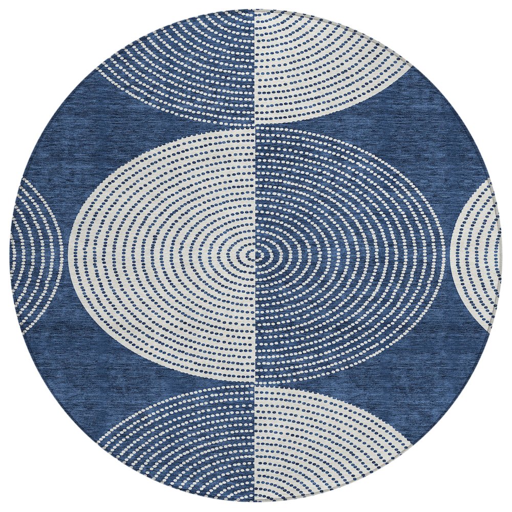 Machine Washable Indoor/Outdoor Chantille ACN2275 Blue 8' x 8' Round Rug. Picture 1