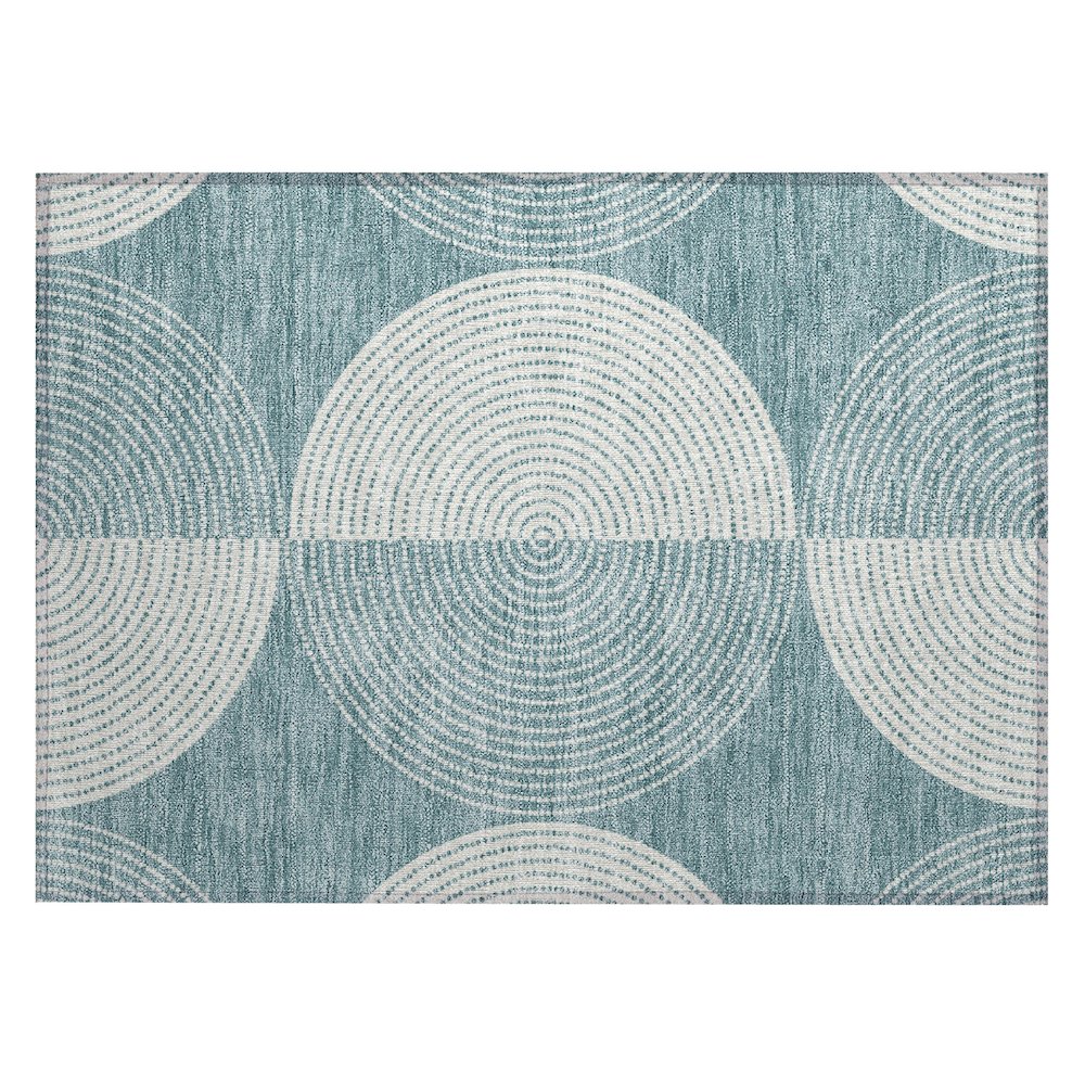 Machine Washable Indoor/Outdoor Chantille ACN2275 Teal 1'8" x 2'6" Rug. Picture 1