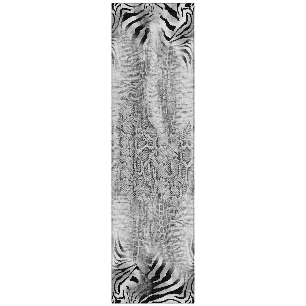 Machine Washable Indoor/Outdoor Chantille ACN2276 Gray 2'3" x 7'6" Runner Rug. Picture 1