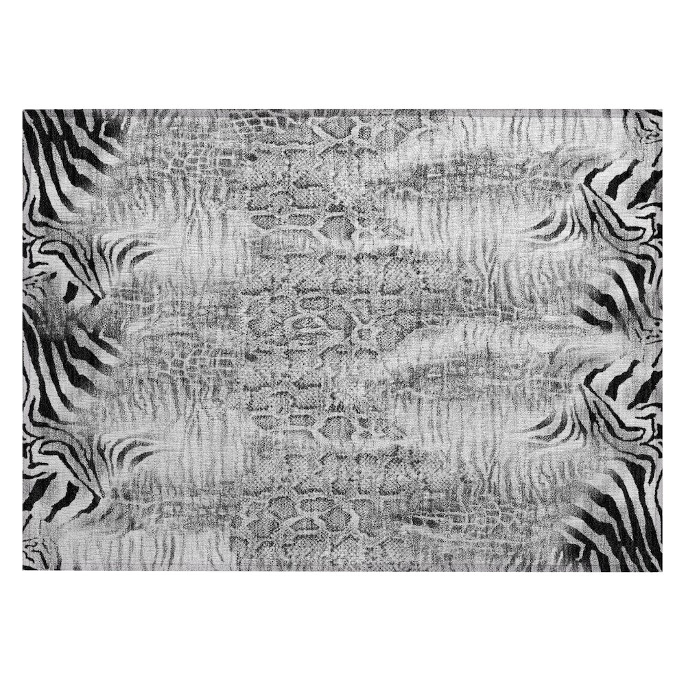 Machine Washable Indoor/Outdoor Chantille ACN2276 Gray 1'8" x 2'6" Rug. Picture 1