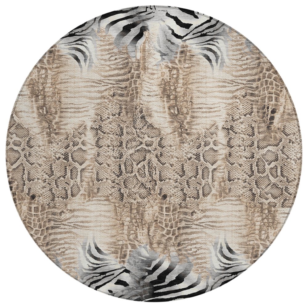 Machine Washable Indoor/Outdoor Chantille ACN2276 Ivory 8' x 8' Round Rug. Picture 1