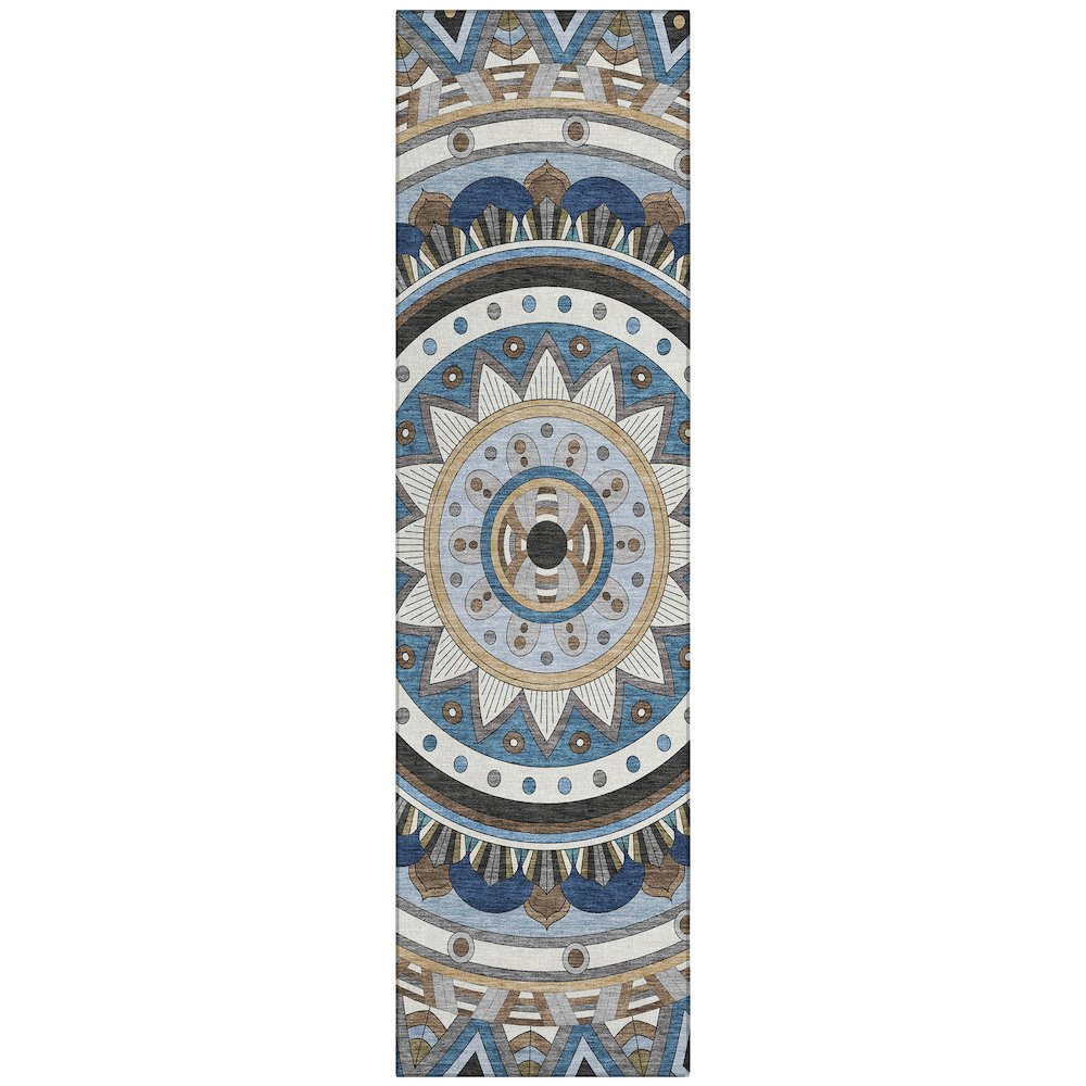 Machine Washable Indoor/Outdoor Chantille ACN2277 Blue 2'3" x 7'6" Runner Rug. Picture 1