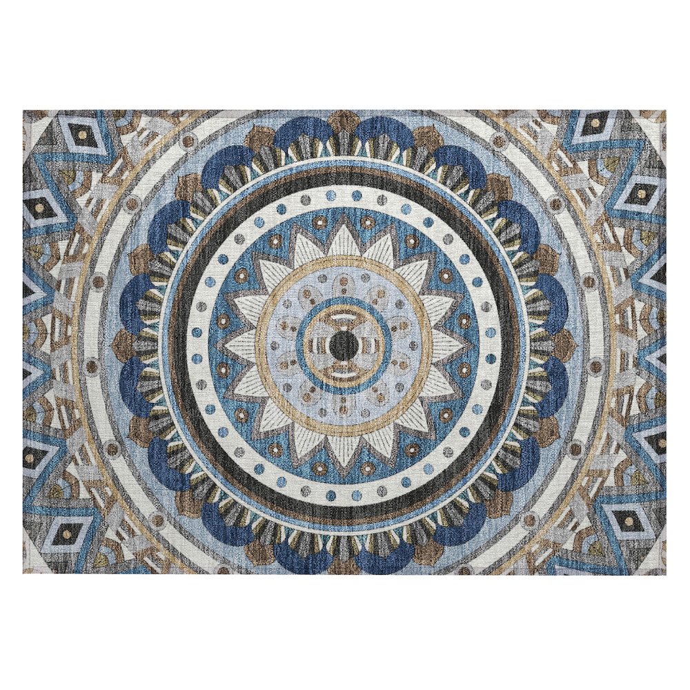 Machine Washable Indoor/Outdoor Chantille ACN2277 Blue 1'8" x 2'6" Rug. Picture 1