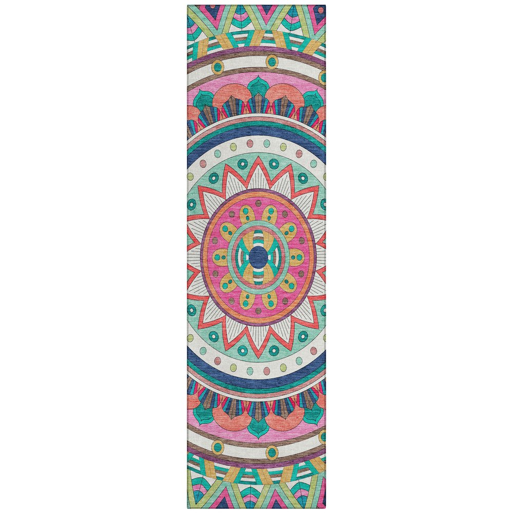 Machine Washable Indoor/Outdoor Chantille ACN2277 Pink 2'3" x 7'6" Runner Rug. Picture 1