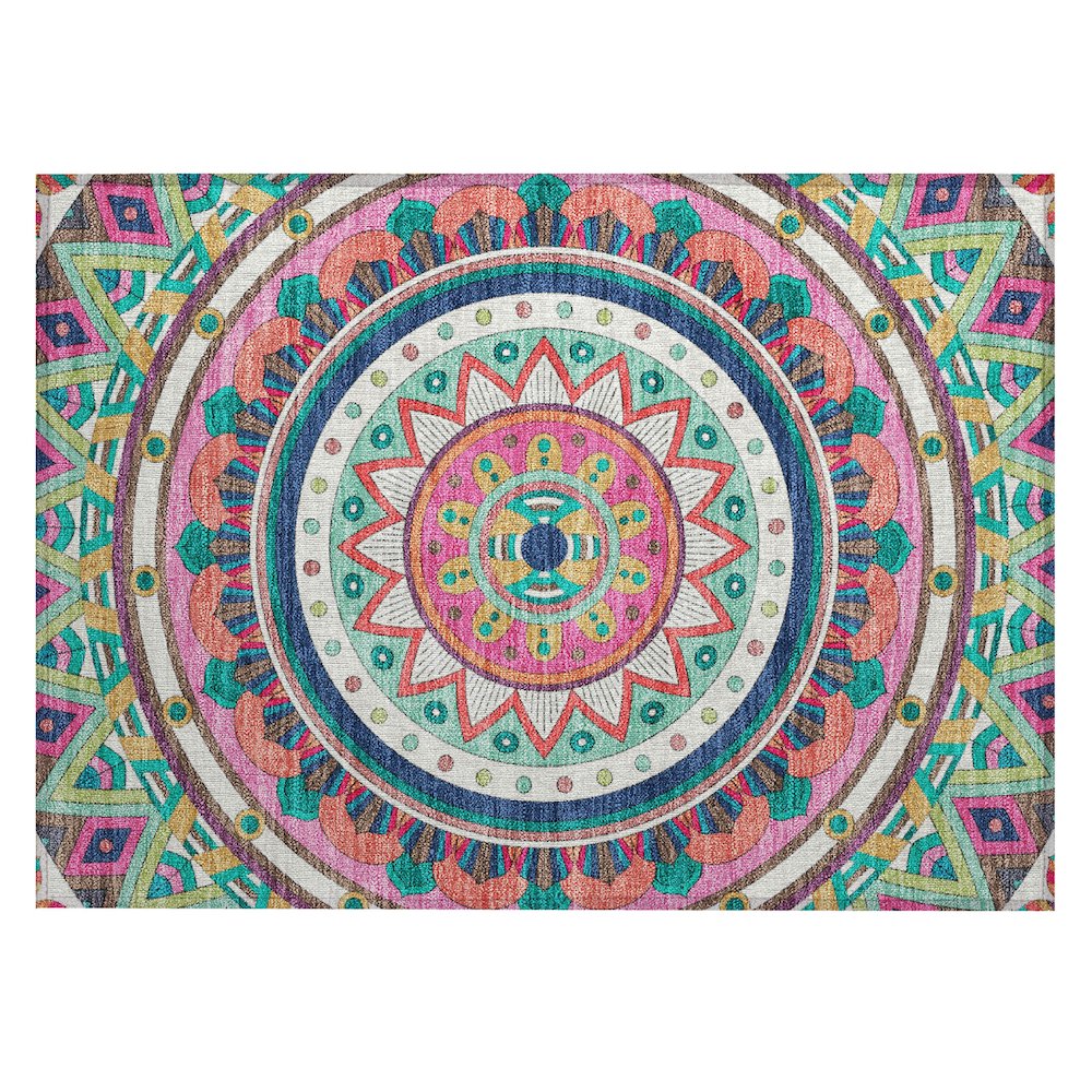 Machine Washable Indoor/Outdoor Chantille ACN2277 Pink 1'8" x 2'6" Rug. Picture 1
