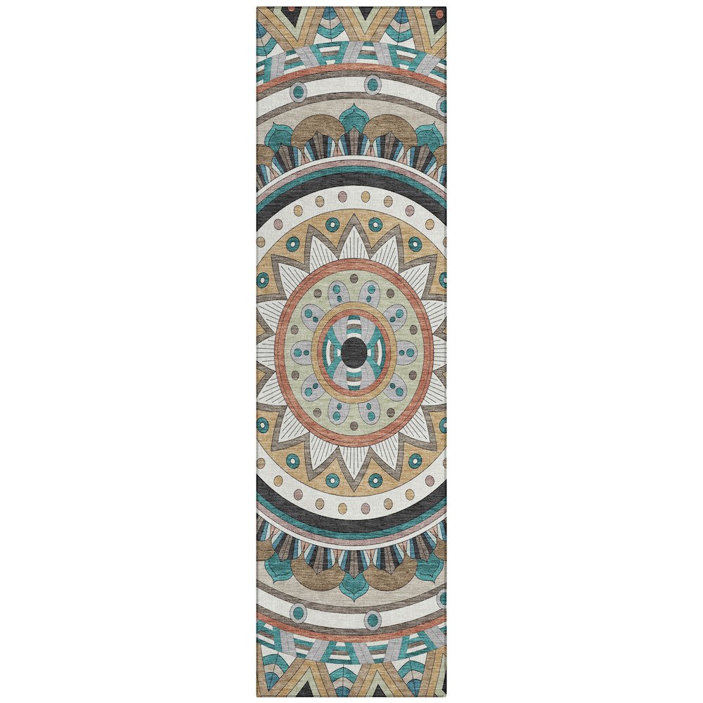 Machine Washable Indoor/Outdoor Chantille ACN2277 Brown 2'3" x 7'6" Runner Rug. Picture 1