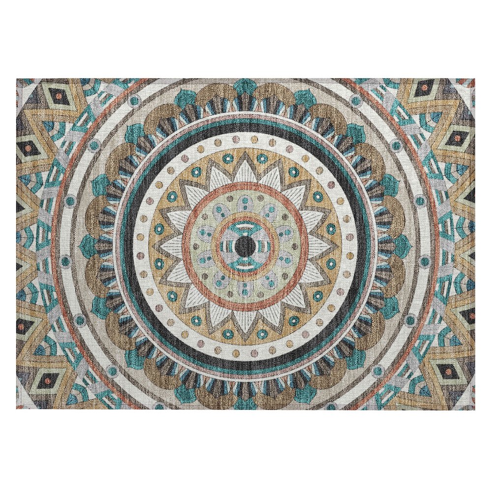 Machine Washable Indoor/Outdoor Chantille ACN2277 Brown 1'8" x 2'6" Rug. Picture 1